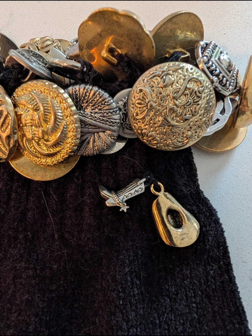 Hand-Made Chenille Gloves with Fun Vintage Button Cuffs